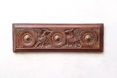 Antiguo panel de pared de dintel vintage decoración del hogar puerta de madera superior pavo real estatua arte Foto 1 de 4