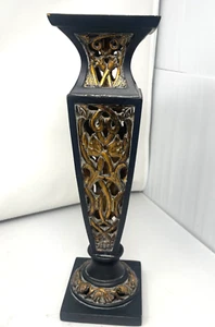 Candelabro vintage Verandah negro bronce cerámica 14" soporte para velas excelente - Imagen 1 de 7