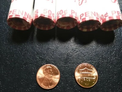 2025-P&D  LINCOLN CENT ROLLS SET-2 P&D BU UNC ROLLS- COINS-IN HAND SHIP NOW!!!! - Image 1 of 2