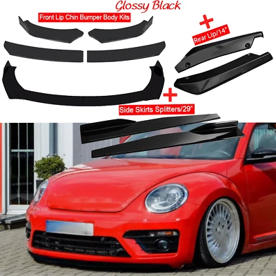 For Volkswagen Beetle Black Front Bumper Lip /Spoiler Body Kit Side+Skirt Rear - Image 1 of 4