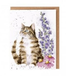 Tarjeta para gato Wrendale Designs 'Whiskers & Wild Flowers', con semillas silvestres. Cualquier ocasión - Imagen 1 de 1