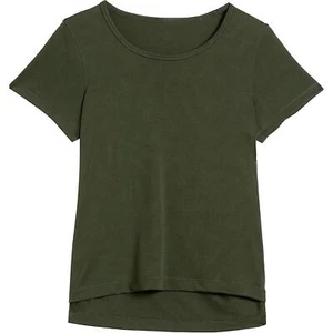 NUEVO Top de malla jacquard verde oliva manga corta mediana para mujer - Imagen 1 de 7