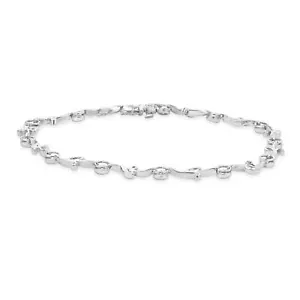 14 Karat White Gold Diamond Vine Inline Bracelet - Picture 1 of 4