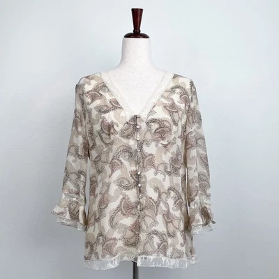 Blusa vintage Y2K The Limited 100 % seda transparente cuello en V nueva con etiquetas Foto 1 de 4