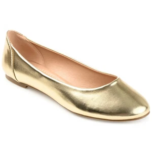 Journee Collection Kavn runde Damen-Ballerinas bequeme Innensohle, goldfarben Größe 7W - Bild 1 von 5