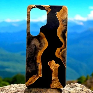 Coque téléphone en bois dur véritable sculpté Live Edge Samsung Galaxy S25 Ultra 180 $ au détail - Photo 1 sur 7