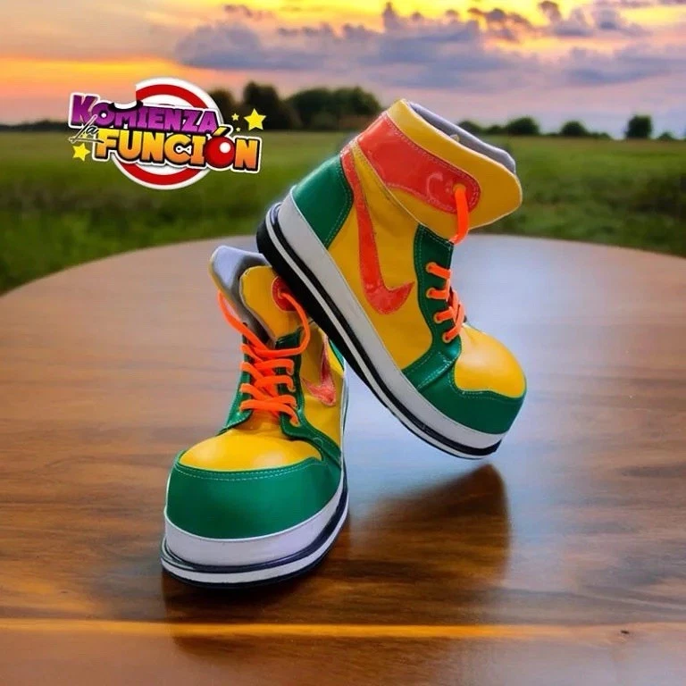 Zapatos Payaso Profesionales Mexicanos Amarillo Verde Zapato Para Payaso Hechos en México Foto 1 de 1