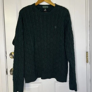Lauren Ralph Lauren Women’s Cable Knit Green Sweater 100% Cotton Size Large - Picture 1 of 4
