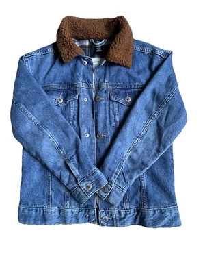 Chaqueta Jean H&M Juvenil Talla 10 Reciclado Algodón Orgánico Cuello Polar Franela Forrada  Foto 1 de 4