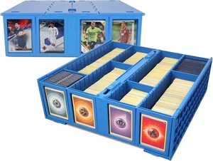 2 Blue Card Storage Bins Hold 3200 Toploaders Magnetic Trading Gaming BCW New - Picture 1 of 17