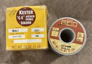 Kester “44” Resin Core Solder Sn63 QQ-S-571 W-RA-P3 Core 66 DIA .020 1lb 16oz - Picture 1 of 8