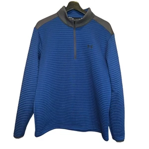 Under Armour Hombres L ColdGear Pullover Azul Gris 1/4 Cremallera Sudadera Chaqueta Top - Imagen 1 de 11