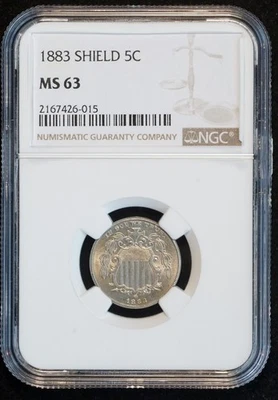 1883 Shield Silver Nickel MS 63 NGC 5C Full Luster US COIN - Image 1 of 4