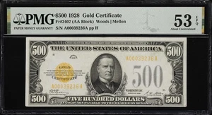 Fr. 2407. 1928 $500 Gold Certificate. PMG About Uncirculated 53 EPQ. - Picture 1 of 2