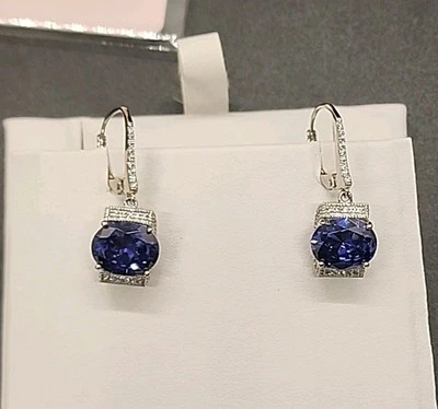 Pendientes Vanna K azul y blanco circonita cúbica platino 7,08 ctw VKB837 NUEVOS EN CAJA JTV Foto 1 de 4