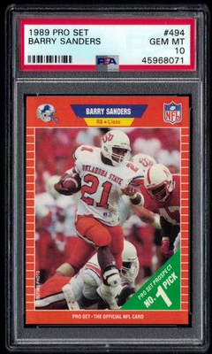 1989 PRO SET RC #494 BARRY SANDERS HOF PSA 10 GEM MINT ROOKIE  #45968071 - Image 1 of 2