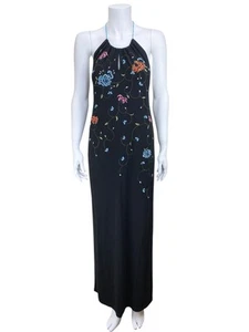 BCBG MAXAZRIA Women's Vintage Embroidered Isa Maxi Dress Black Size M - Picture 1 of 8