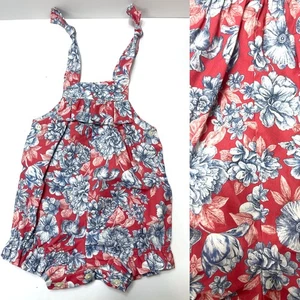 TUTTO PICCOLO NWOT Floral Cotton Overall in Red Size 3 Months  - Picture 1 of 8