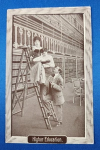 1911 Postcard Higher Education Women on Ladder Library Theochrom Serie Nebraska - Picture 1 of 2