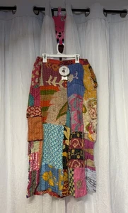 Pantalones Boho Earthbound Kantha Patchwork Para Mujer L Algodón Nuevos con Etiquetas India Pierna Ancha Hippie - Imagen 1 de 11