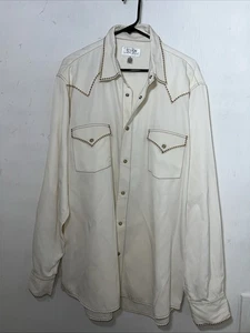 Ryan Michael Linen Silk Pearl Snap Shirt Gray Long Sleeve Western Men's Large - Picture 1 of 3