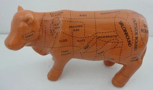 Modellino mucca diagramma manzo ceramica statuina cucina macelleria negozio decorazione ~ tagli carne - Foto 1 di 2