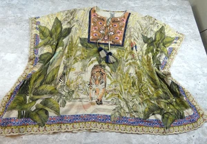 John Mark Kimono Damen Medium Grün Dschungel Safari Tiere Tunika Shirt - Bild 1 von 17