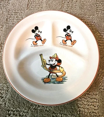 Plato infantil Mickey Mouse vintage años 30 dividido Patriot China Foto 1 de 4