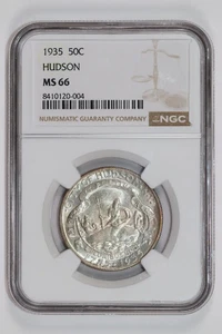 1935 HUDSON SILVER COMMEMORATIVE HALF DOLLAR NGC MS66 - Picture 1 of 2