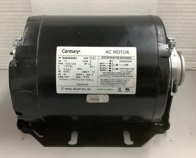 Century S48A64A01 CB2054AD Carbonator Pump Motor 1/2HP, 1725/1425RPM  (R8) - Image 1 of 4
