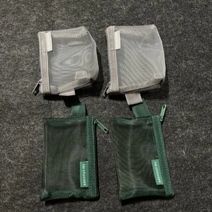 Set Of 4. Mesh Bags Nylon Zipper Pouch. Green & Gray. - Picture 1 of 5