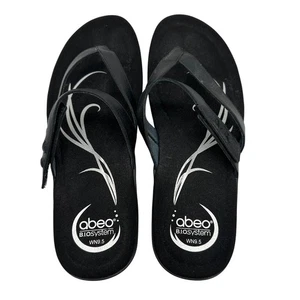Sandalias Abeo Benefit Neutras Chanclas Cuero Negro Para Mujer 9.5N Soporte Arco - Imagen 1 de 10