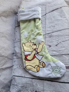 Winnie the Pooh Christmas Stocking Winter Wonders 18in Pastel Green  Snowflakes  - Picture 1 of 8