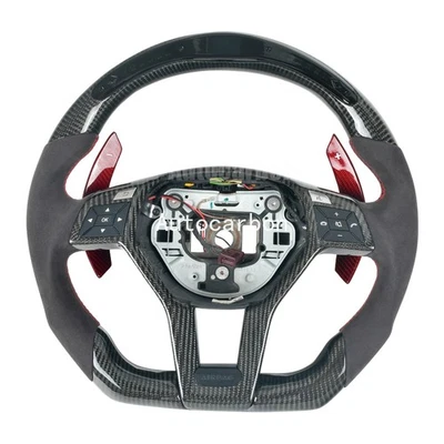 Se adapta a volante LED de fibra de carbono para Mercedes-Benz W204 C63 W212 W218 W207 Foto 1 de 4