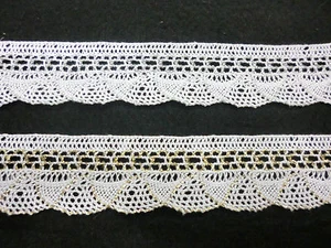 1 MT PIZZO COTONE CON LUREX BORDURA DECORAZIONE PASSAMANERIA BORDO ALTEZZA CM 3 - Picture 1 of 3