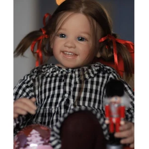 30″ Painted Reborn Baby Doll Black Skin Toddler Girl Rooted Hair Cloth Body Gift - Picture 1 of 4