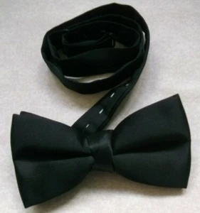 Bow Tie MENS Dickie Bowtie Adjustable VINTAGE RETRO 1990s SOLID BLACK - Picture 1 of 5