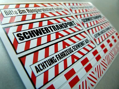 Komplett Set 1:14,5 - 1:16 Schwertransport Warn - Aufkleber Tamiya Wedico 025 - Bild 1 von 3