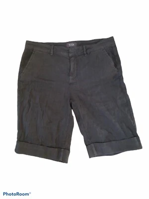 NYDJ 黑色亚麻混纺短裤百慕大黑色 4 码 — 第 1/4 张图片