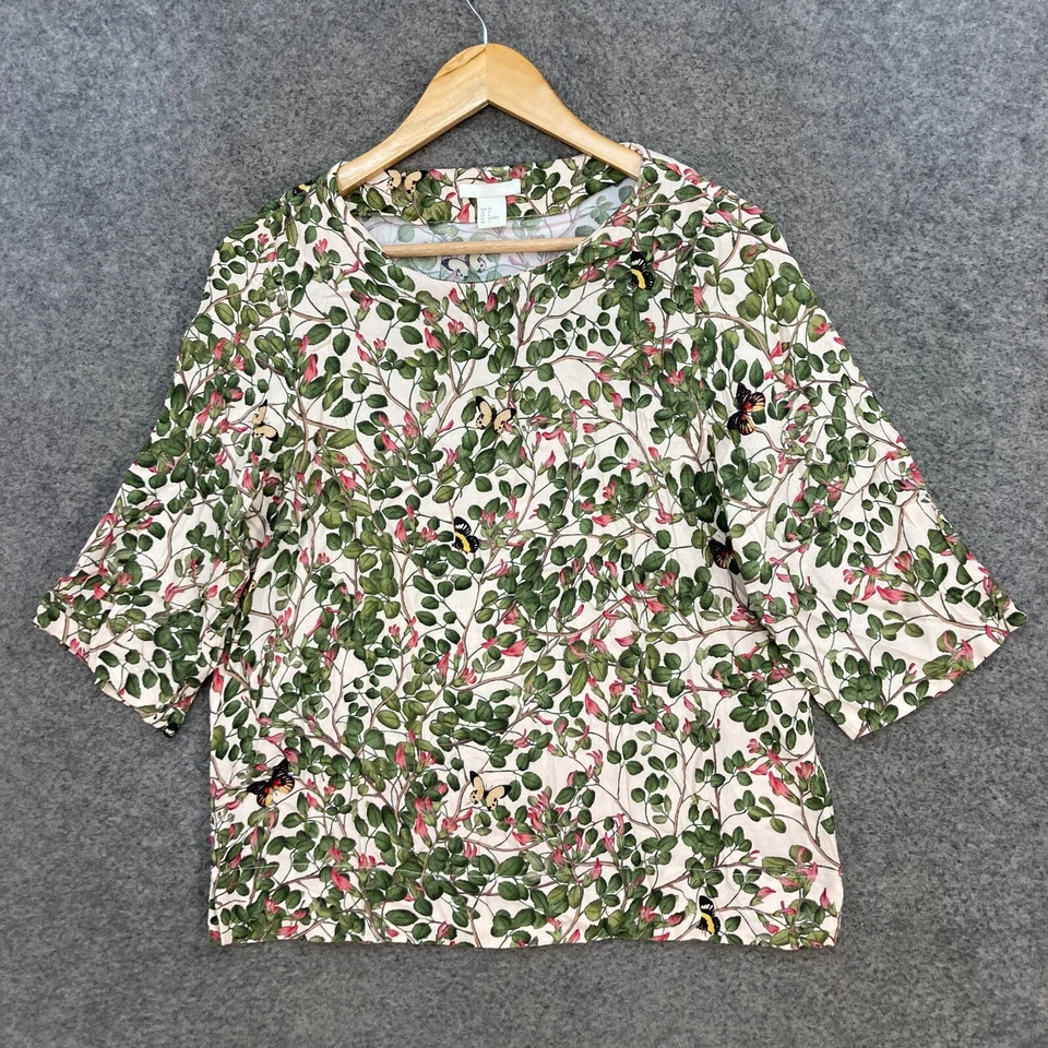 H&M Top Womens 4 Multicolour Half Sleeve Round Neck Blouse Shirt Viscose 216 - image 1 of 4