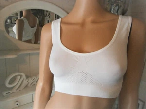 KOMFORT SPORT FITNESS BH BUSTIER NAHTLOS ATMUNGSAKTIV SEAMLESS WEISS M 40/42 - Bild 1 von 4