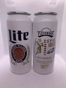 Philadelphia Eagles/Miller Lite NFL Aluminum Beer Can Glass Two(2)Vessels  New - Picture 1 of 16