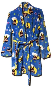 Totally Pink Girls Blue Star Monkey Soft Bath Robe Size Small - Picture 1 of 7