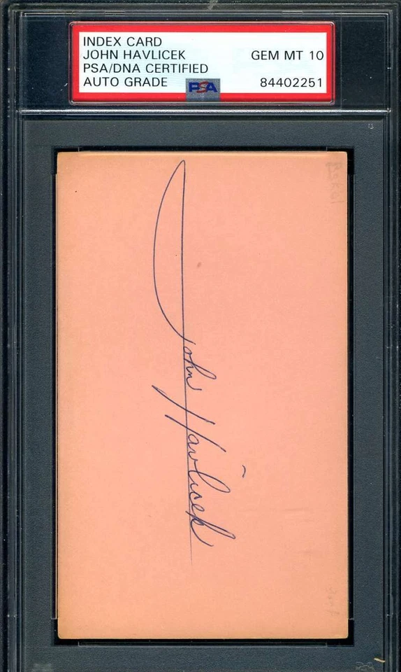 John Havlicek PSA DNA Gem Mint 10 Signed 3x5 Index Card Autograph - Image 1 of 1