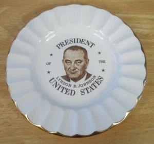 President Lyndon B. Johnson 5-3/4" Scalloped Souvenir Plate - Rare Design - Picture 1 of 6
