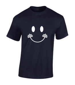 HAPPY GYM SMILE MENS T SHIRT GYM TRAINING TOP HAPPY FITNESS MUSCLES QUALITY - Picture 1 of 12