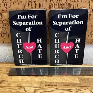 "TRENNUNG VON KIRCHE UND HASS" Aufkleber (x2) - 4x6,5" - sozial positiv - Oo4 - Bild 1 von 3