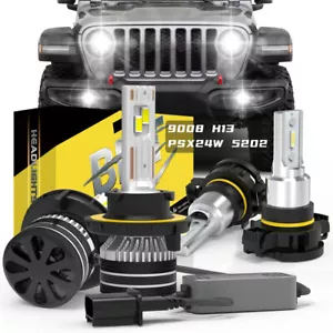 For Jeep Gladiator 2020-2025 LED Headlight High/Low Beam Fog Light Bulbs kit - Picture 1 of 11
