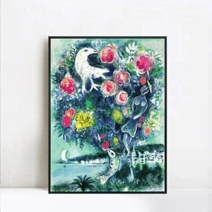 Framed Canvas Wall Art Flower#12 by Marc Chagall Wall Art for Home Decor 24"x32" - Picture 1 of 8