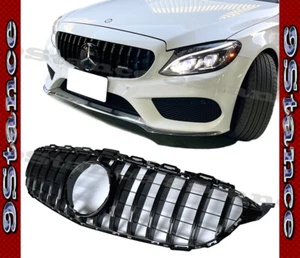 BLACK FRAME GRILLE BLACK BAR GT FIT W205 BZ 2015 2016 2017 2018 C205 - Bild 1 von 5